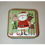 Karácsonyi fém díszdoboz, mini (mikulás és barátai)