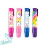 Unikornisos, toll formájú radír, mely kattintással adagolható - Magenta - Click it erasers - unique 