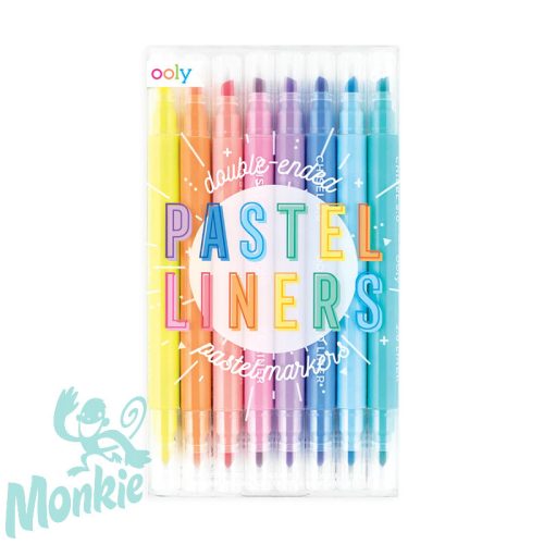 Két végű filctoll -Pasztell szövegkiemelő és filctoll egyben - 8 db-os - Pastel liners double ended 