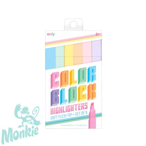 Kockavilág - Szögletes alakú szövegkiemelő, pasztell színekben - 6 db-os - Color block highlighters