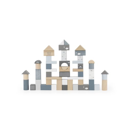 Label-Label 50 darabos fa építőkocka készlet - Kék építőjáték