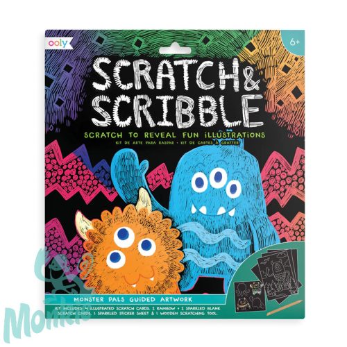 Karckép készítő, matricákkal - Szörnyecskék, 8 db-os - Scratch & Scribble Monster pals