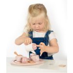 Label-Label Rózsaszín teáskészlet - Fa játék szerepjátékokhoz