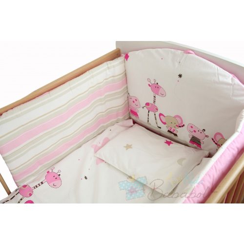 Bubaba 6 részes ágynemű szett - Rózsaszín Állatos (csíkos)