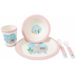 FreeON bambusz étkészlet 5 db-os - Rózsaszín láma