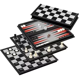 Sakk - backgammon - dáma- mágneses táblajáték -Philos