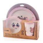 FreeON bambusz étkészlet 5 db-os - Rózsaszín állatok