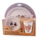 FreeON bambusz étkészlet 5 db-os - Szürke állatok