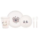 FreeON bambusz étkészlet 5 db-os - Szürke állatok