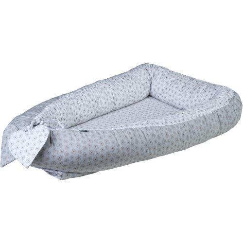 Bubaba babafészek pamutvászon L méret - Grey flower