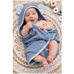 Bubaba kapucnis törölköző fülekkel 110x75 cm - Elefánt kék