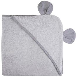   Bubaba kapucnis törölközö fülekkel 110x75 cm - Elefánt fehér