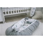 Bubaba babafészek kötött hatású "L" méret- Grey rainbow