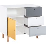 VOX Concept 1 ajtós, polcos, 3 fiókos pelenkázó komód - Mustársárga