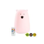 Rabbit&Friends Mackó szilikon lámpa nagy távirányítóval- rózsaszín