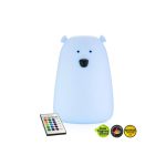 Rabbit&Friends Mackó szilikon lámpa nagy távirányítóval- kék