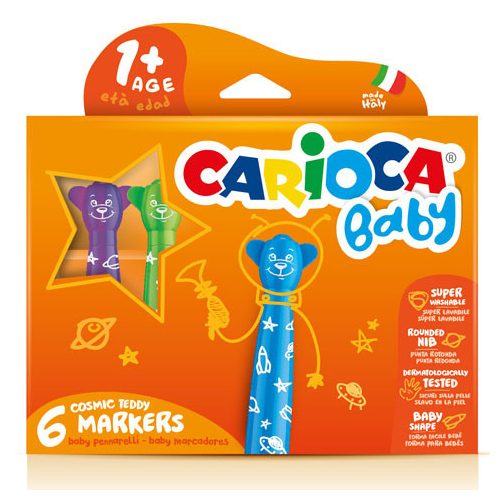 Színes 6 db-os macis bébi filctoll - Kimosható - Carioca