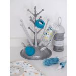 Béaba Baba ajándék szett - Cumisüveg szárító szürke + Több rekeszes tápszertartó doboz Halvány/Sötét köd + Szilikon cumisüveg mosó kefe + Pamut Előke Tropical