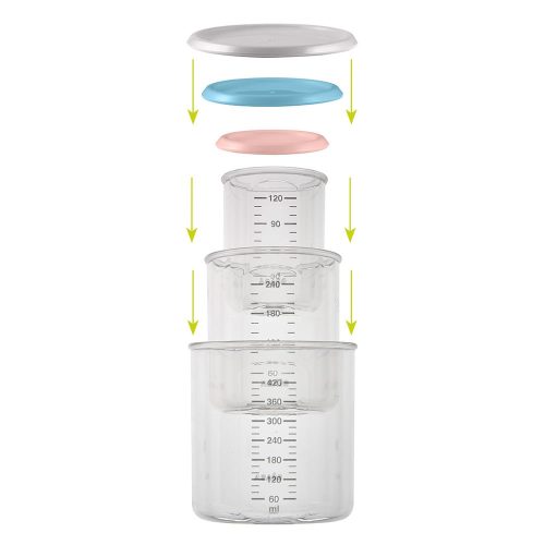 Béaba Ételtároló doboz szett (1 Baby - 1 Maxi - 1 Maxi+) Rózsaszín - Viharkék - Szürke