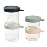 Béaba Üveg tároló doboz szett 4 db - 150 ml Rózsaszín - 150 ml Eukaliptus - 250 ml Halvány köd - 250 ml Sötétkék - 