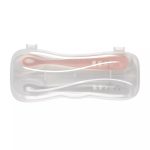 Béaba Ergonomikus Szilikon Hosszú Kiskanál Szett + Doboz- Sötét rózsaszín