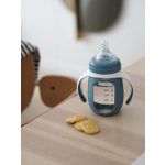 Béaba 2 az 1-ben Tanuló cumisüveg 210 ml + Szilikon borítással - Viharszürke