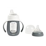 Béaba 2 az 1-ben Tanuló cumisüveg 210 ml + Szilikon borítással - Sötétszürke