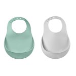 Béaba Szilikon Előke szett 2 db - Halvány köd - Zsályazöld