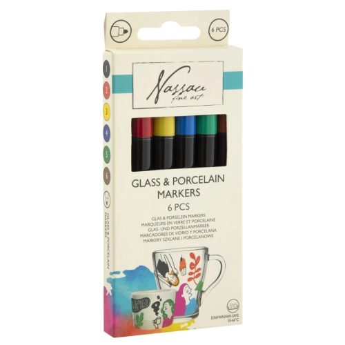 Nassau üveg és porcelán festő filctoll készlet, 6 darabos CraftArt