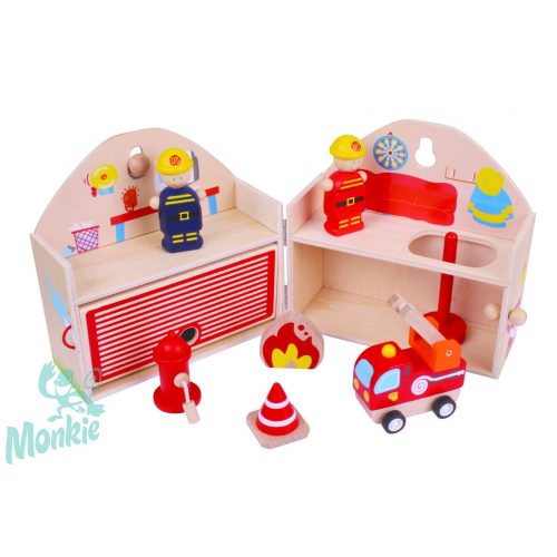 Bigjigs Tűzoltó állomás - mini játékkészlet