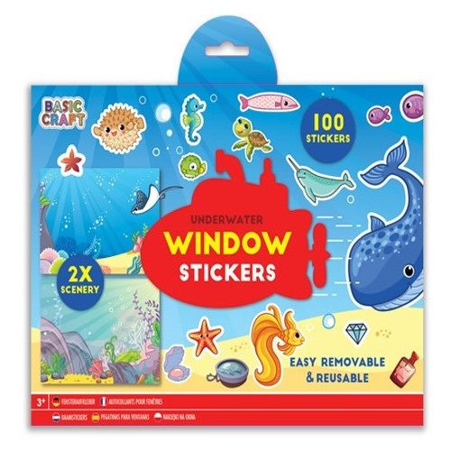 Moxy újrahasználható 100 db-os ablakmatrica 2 db háttérrel, Óceán Grafix