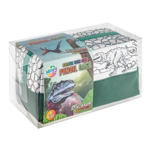 Moxy dinoszauruszos kiszínezhető tolltartó 6 db filctollal Grafix