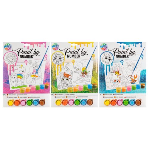 Moxy festés számok szerint 6 db festékkel és ecsettel, többféle Grafix