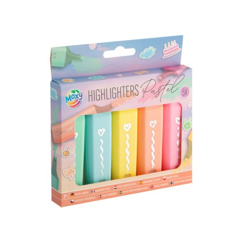 Moxy Pasztell színű kiemelő filctoll készlet 5 db-os Grafix