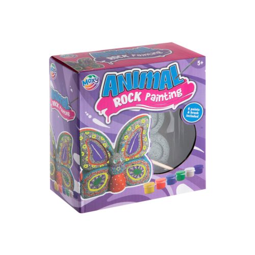 Moxy Kavics figura kifestő készlet festékkel és ecsettel, Pillangó Grafix