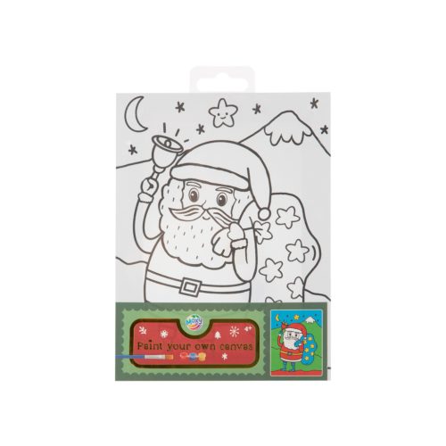 Moxy vászonkép kifestő 3 színnel és ecsettel 20x15 cm, Mikulás csengővel Grafix