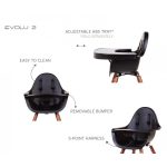 Childhome Evolu 2 Etetőszék - Állítható Magasság (50-75 Cm/*90 Cm) - Dió/Fekete