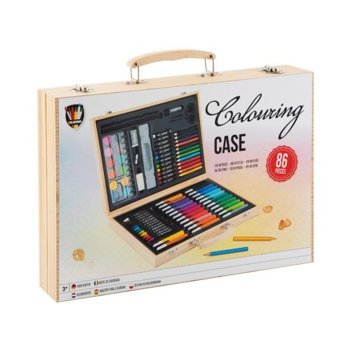 Rajzkészlet fa bőröndben 86 db-os CraftArt
