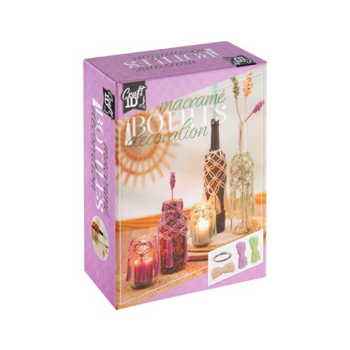 CraftID Makramé készítő kreatív készlet, Üvegdekorációk virágokkal CraftArt
