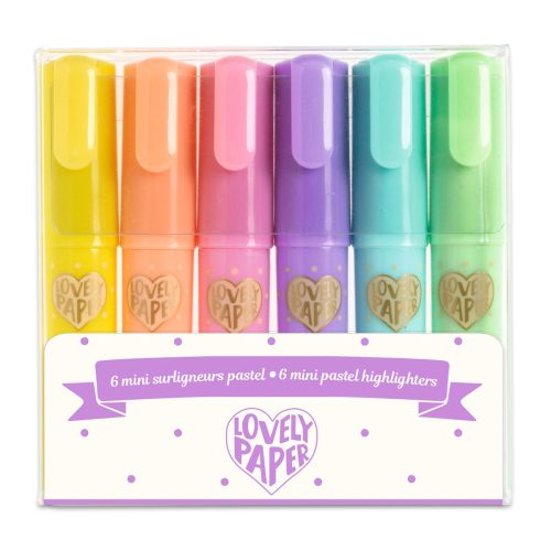 DJECO - LOVELY PAPER  Szövegkiemelő mini toll készlet 6 pasztell színben - 6 mini pastel highlighters