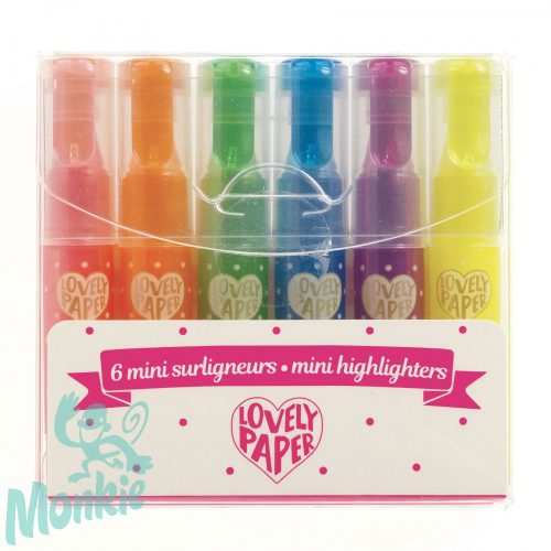 Szövegkiemelő gél toll, mini készlet 6 neon színben - 6 neon gel fluo highlighters