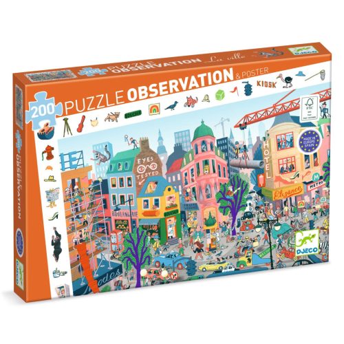 Djeco - Játékok Megfigyeltető puzzle - A város, 200 db-os - The city
