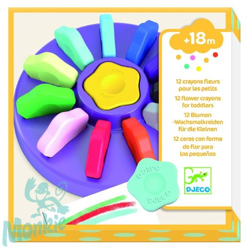Marokkréta készlet - 12 színű virágforma - 12 flower crayons for toddlers