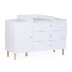 Childhome Wonder White - Komód - 3 fiók + 1 ajtó + pelenkázó egység