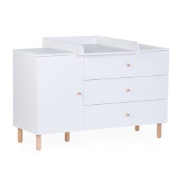   Childhome Wonder White - Komód - 3 fiók + 1 ajtó + pelenkázó egység