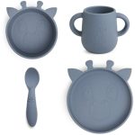 NUUROO szilikon 4 részes étkészlet- tengerkék zsiráf