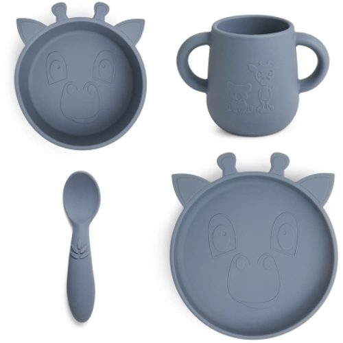 NUUROO szilikon 4 részes étkészlet- tengerkék zsiráf