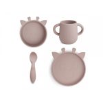 NUUROO szilikon 4 részes étkészlet- rózsa zsiráf
