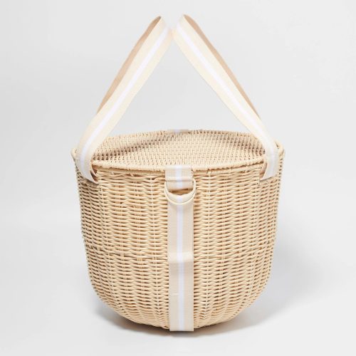 Round Picnic Cooler Basket Le Weekend Natural