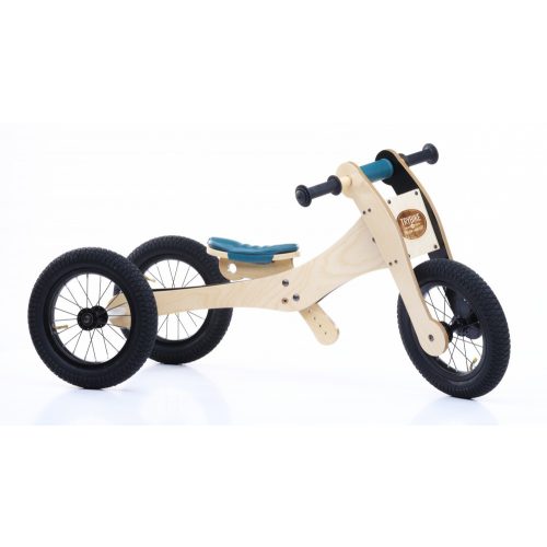  Trybike Wood, futóbicikli 4 in 1 blue, türkiz